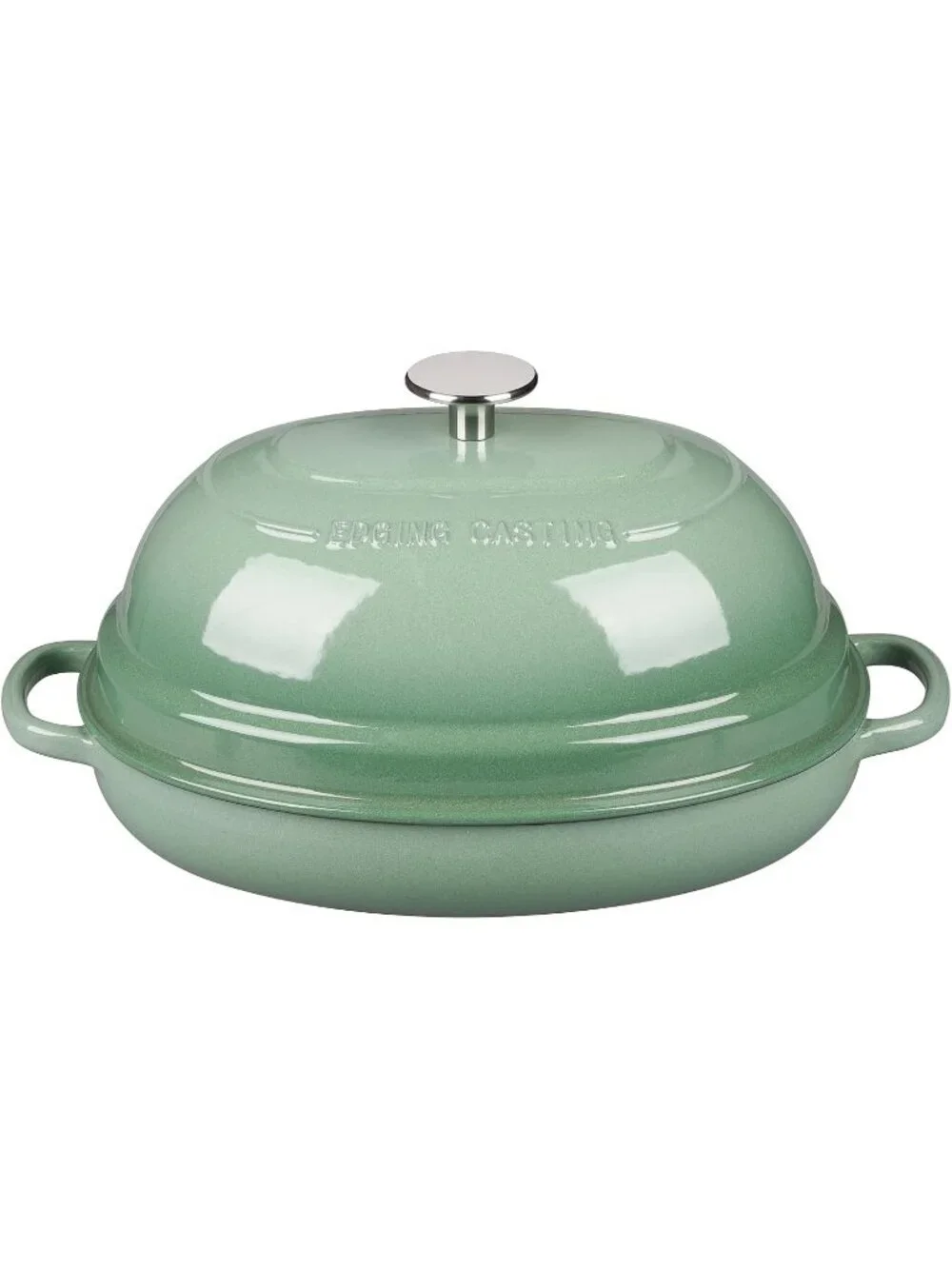 Sage Green 6QT Oval Cast Iron Dutch Oven Pot with Lid Bread Dutch Baking Pan
